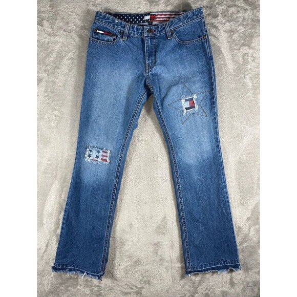 Tommy Hilfiger Women’s American Flag Patchwork Jeans - Size 7 - Picture 1 of 15